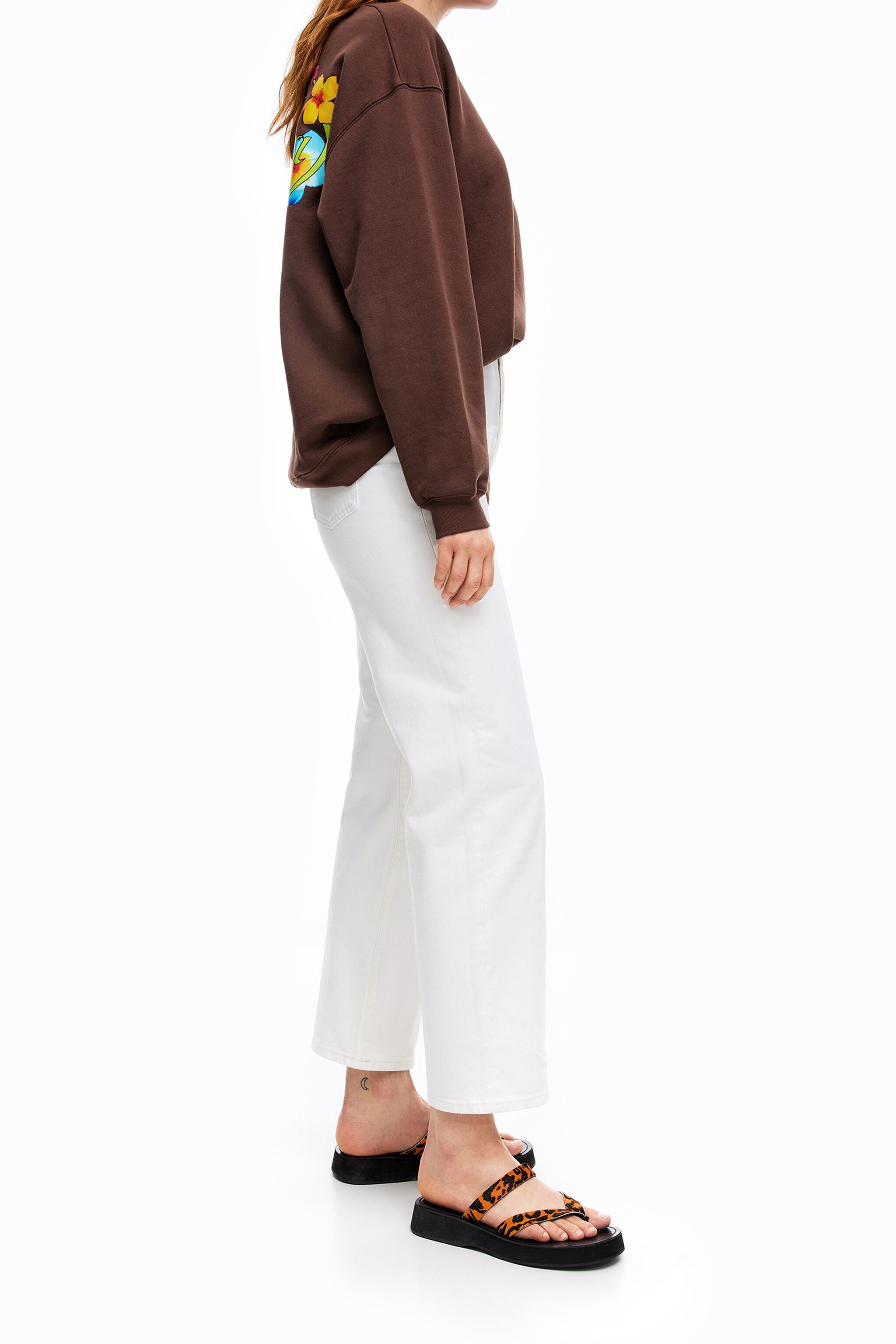 STRAIGHT CROPPED- Pantalon jean blanc
