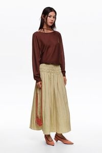 Olive mini Dots ruched flare skirt