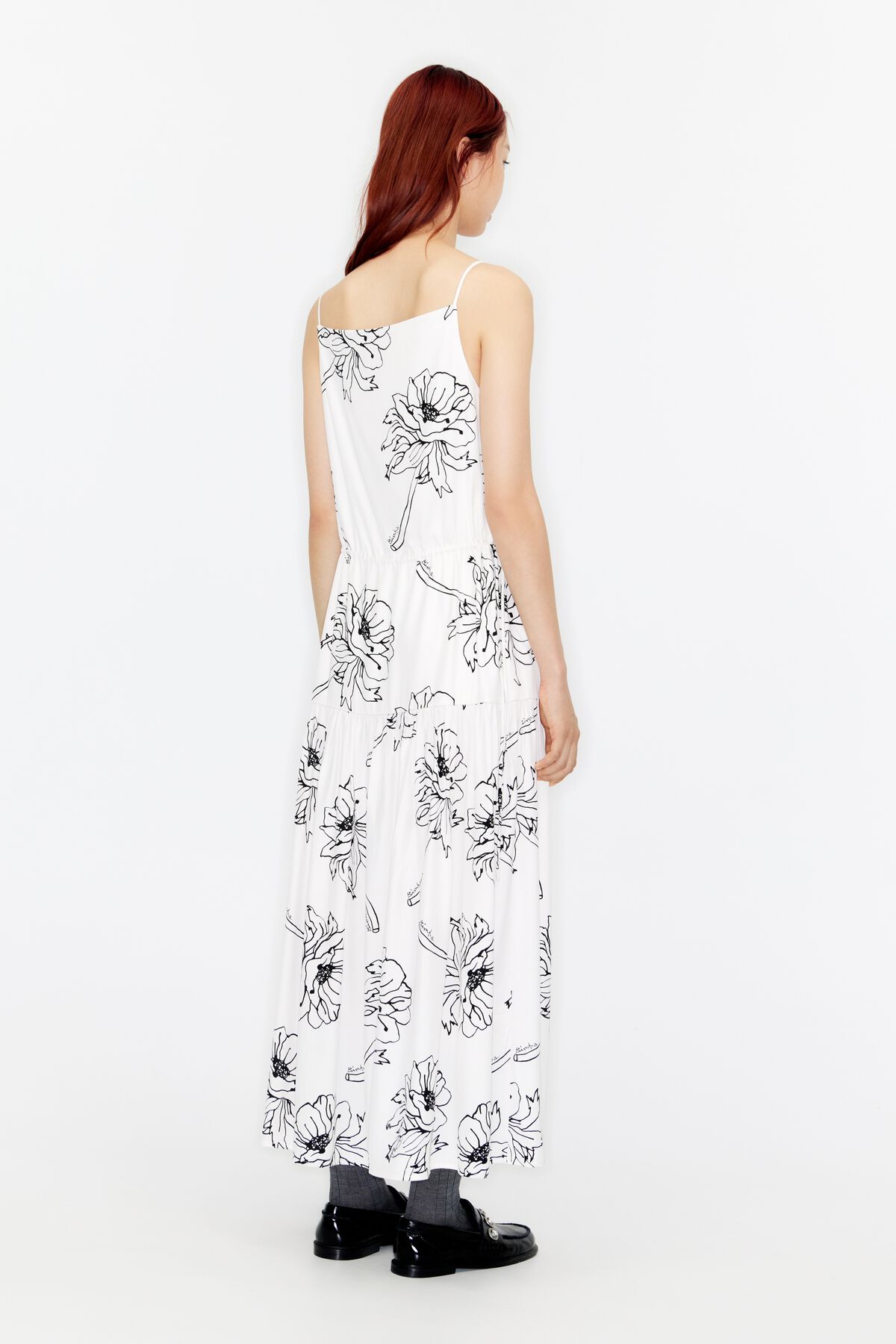 Bimba Y Lola Floral-print Draped Midi Dress in White