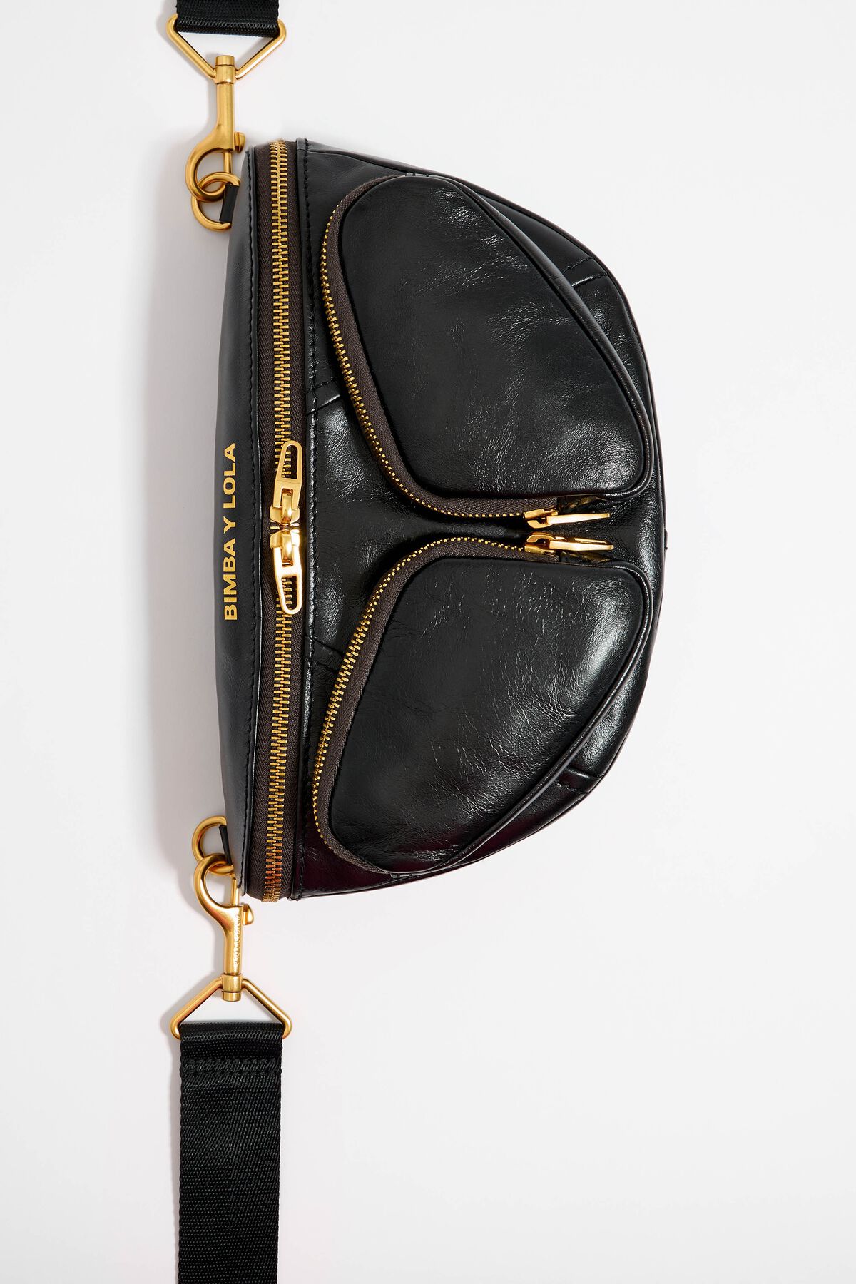 Small black leather Pocket bumbag