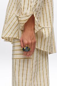 Anillo piedra azul dorado envejecido