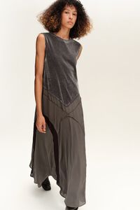 Vestido bimateria gris