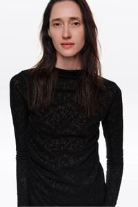 Black wool jacquard T-shirt