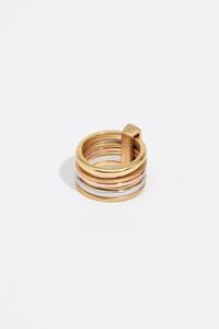 Aged multi-gold band ring
