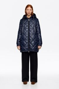 Plumífero capucha recto marino oscuro