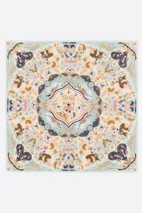 Blue tropical birds circular composition shawl