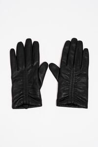 Black ruched leather gloves
