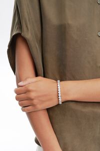 Silver crystals rigid bracelet