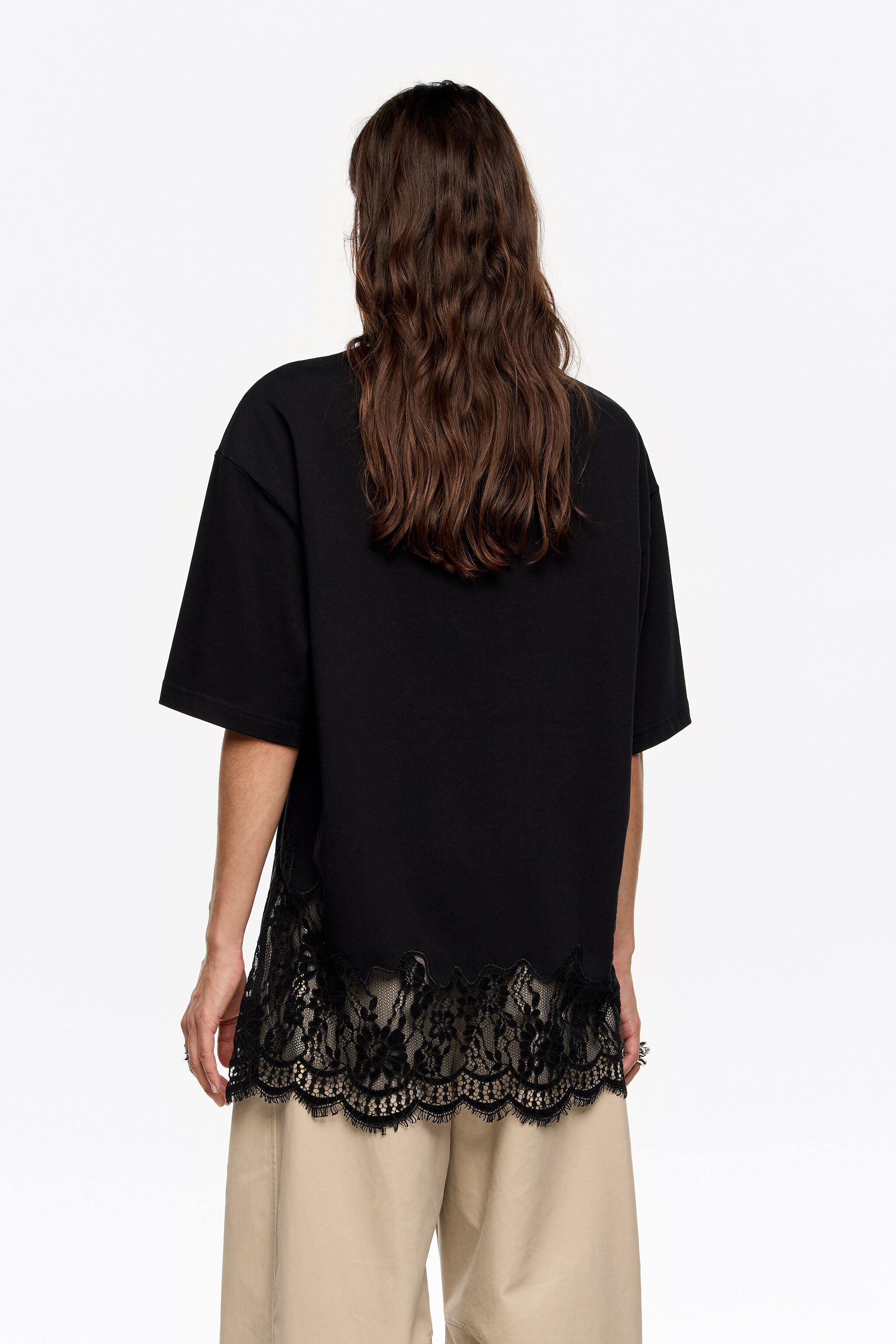 Oversize black lace T-shirt
