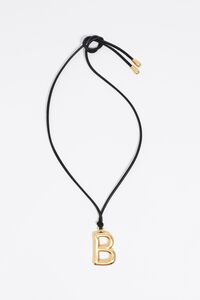 Matte gold letter B cord necklace