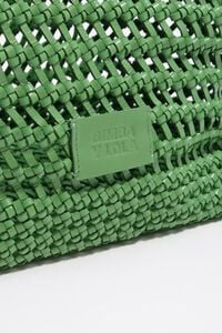 Bolso shopper trenzado grande piel esmeralda