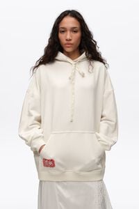 White embroidered oversize hoodie