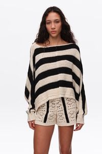 Black striped oversize cropped sweater
