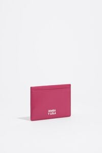 Fuchsia leather card holder