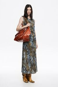 Vestido fruncido Snake caqui