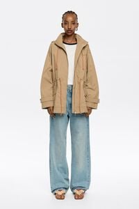 Gabardina línea A corta camel