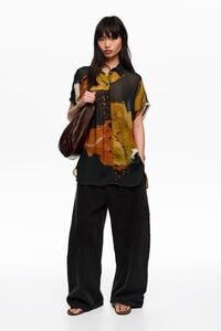 Camisa manga flu&iacute;da Blot negra