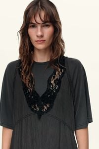 Washed black lace bib dress