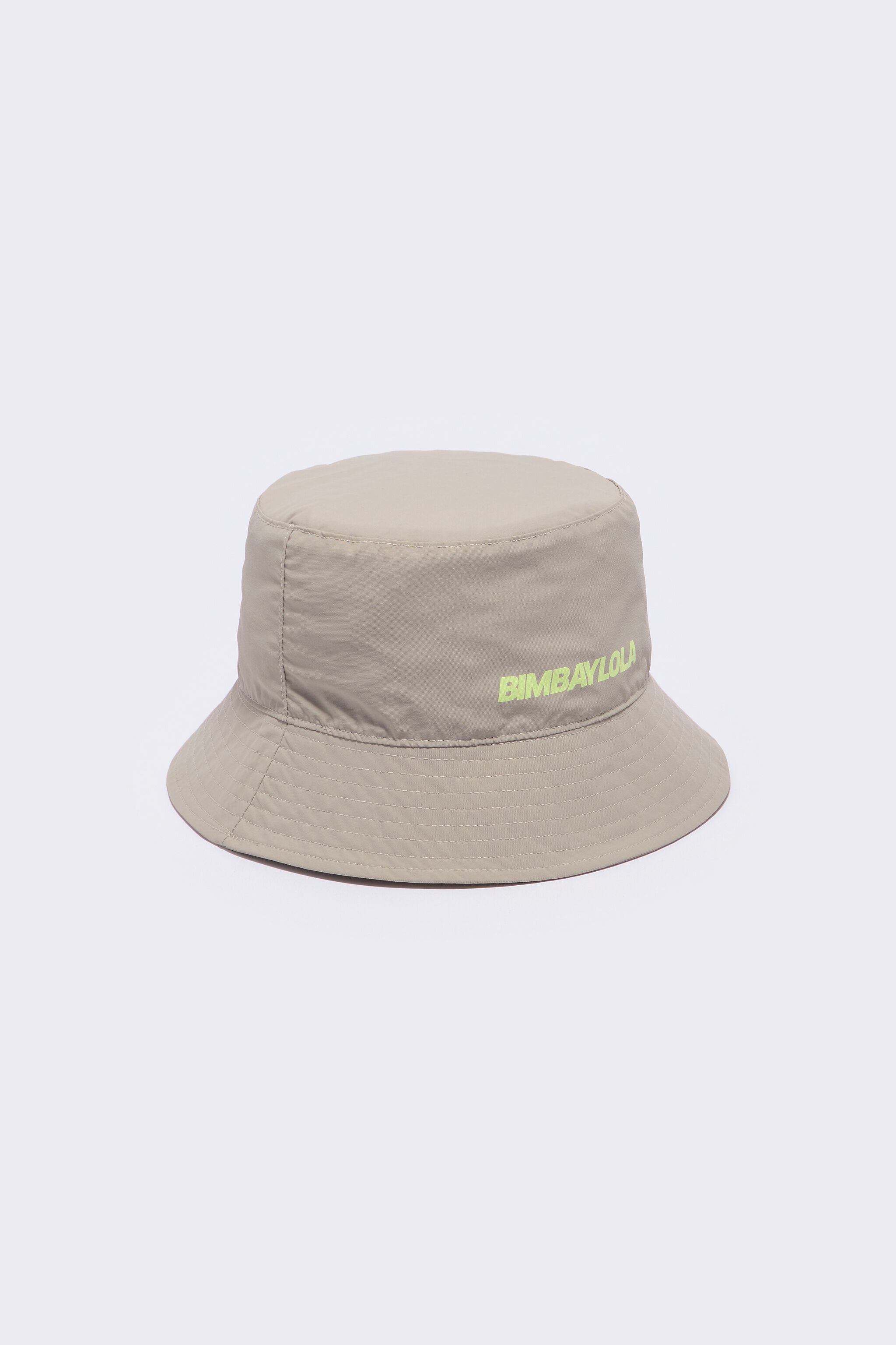 Beige nylon bucket hat