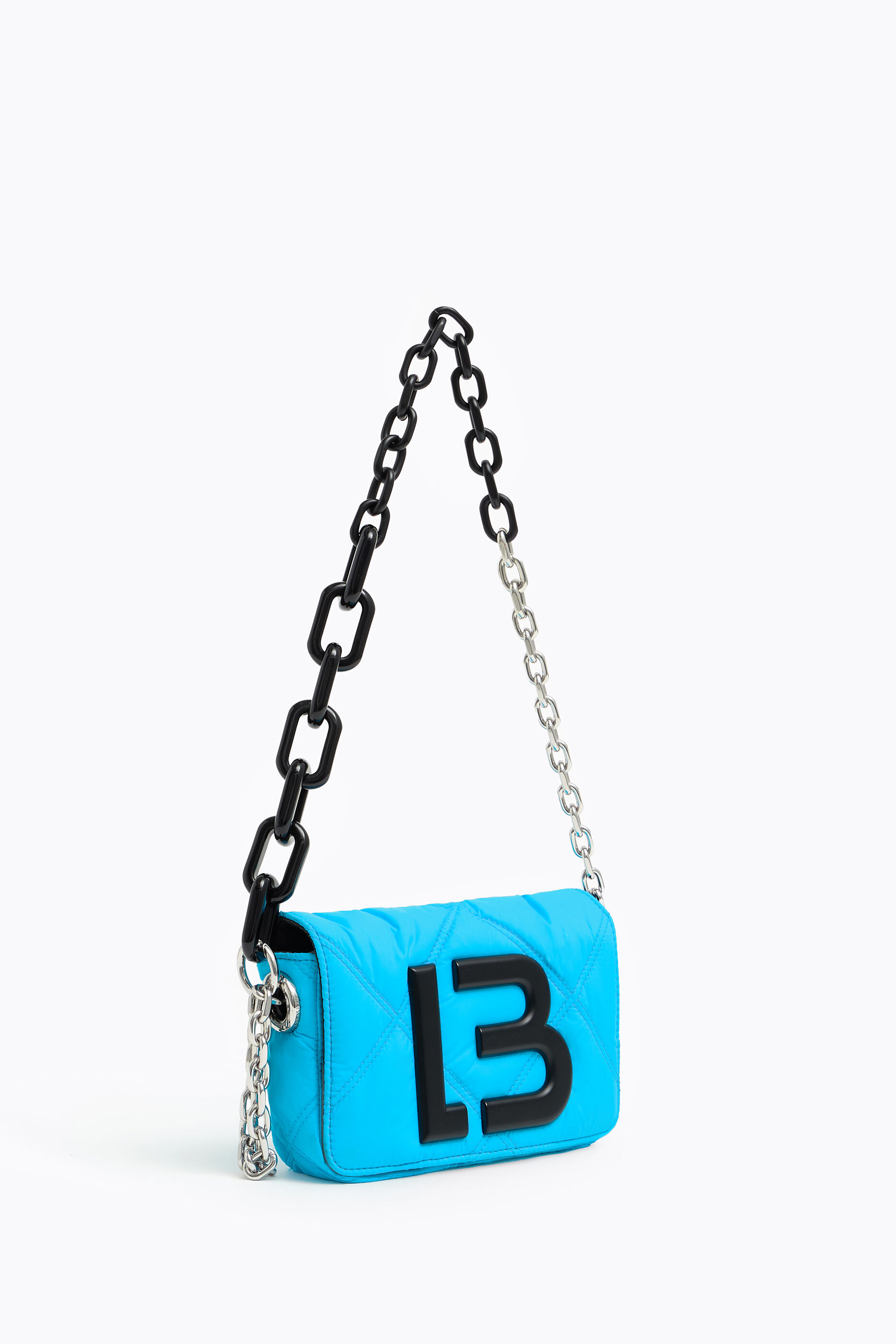 Bolso solapa XS nylon acolchado azul neón