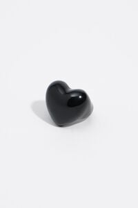 Black enamel heart ring