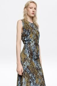 Khaki Snake ruched dress