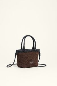 Mini braided suede crossbody bag in chocolate