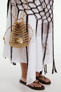 Bolso bucket mini trenzado piel oro