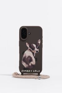 Coque rigide iPhone 17 &agrave; motif chihuahua chocolat