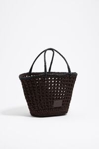 Bolso de mano trenzado marr&oacute;n oscuro