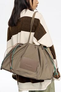 Large taupe nylon shoulder bag