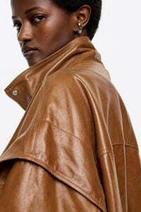 Caramel leather oversize jacket
