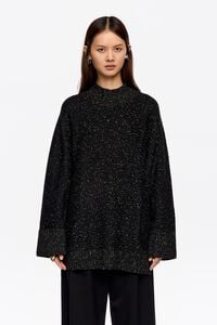 Black neps side slits sweater