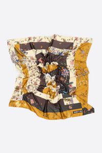 Ocher romantic flowers patchwork scarf