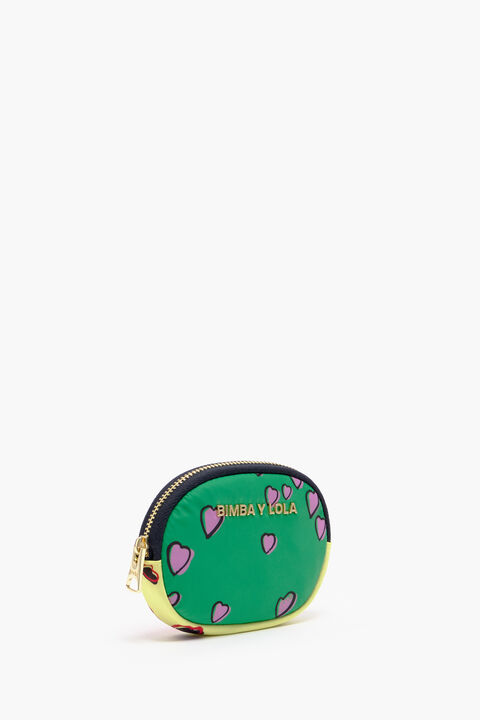 campana ven Irónico Oval green coin purse with Hearts print