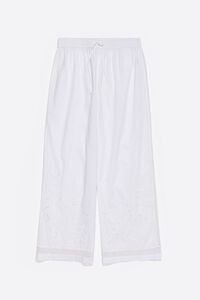 White embroidered jogger trousers