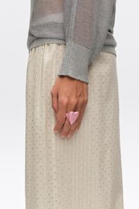 Pink lacquered heart ring