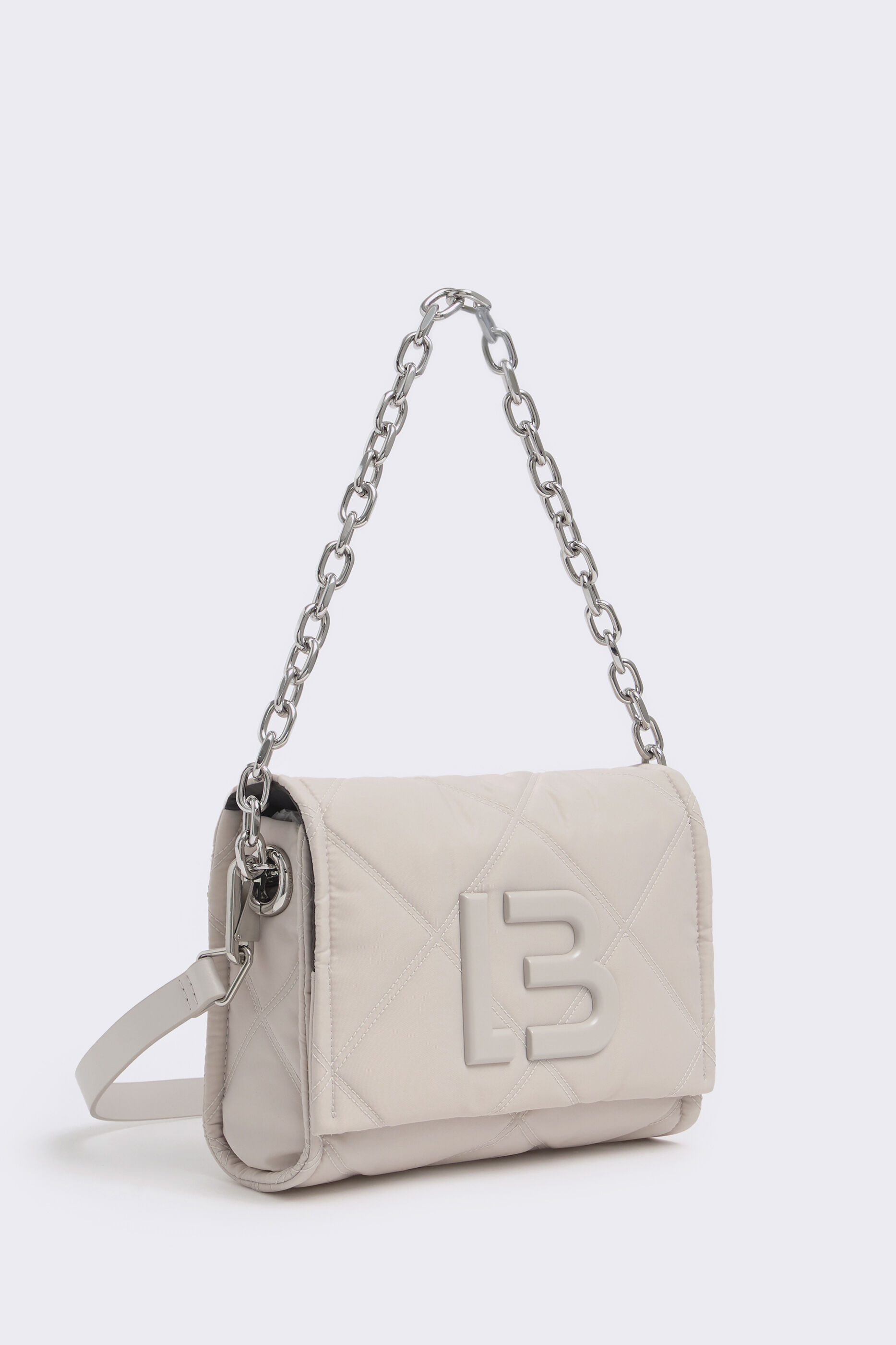 Bolso bandolera M nylon acolchado marfil