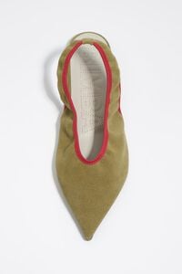 Green suede slingback ballerina