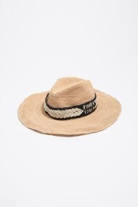 Raffia embroidered band hat