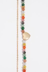 Gold heart and stones double necklace