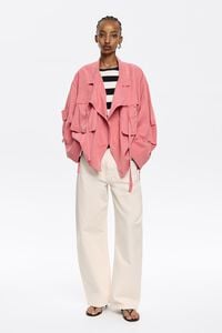 Cazadora cruzada fluida coral