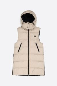 Chaleco reversible capucha piedra