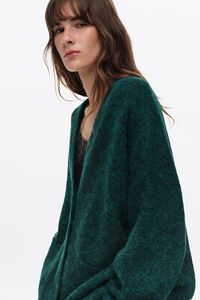 C&aacute;rdigan largo alpaca verde azulado oscuro