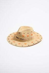 Gorro rafia natural naranja
