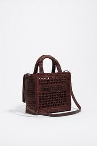 Medium walnut raffia crossbody bag