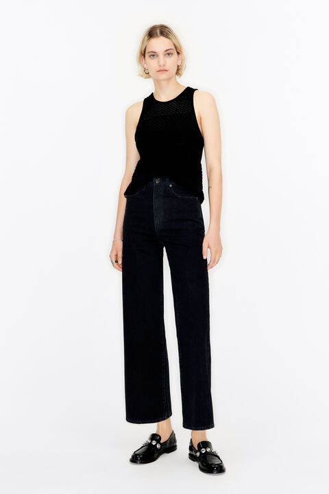 CULOTTE - Washed black high rise jeans