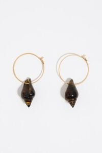 Amber resin seashell hoop earrings
