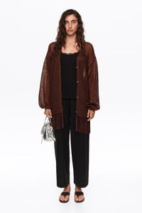 Long cardigan with brown fringes