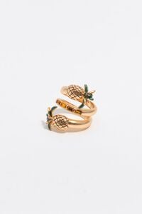Gold pineapples and crystals spiral ring